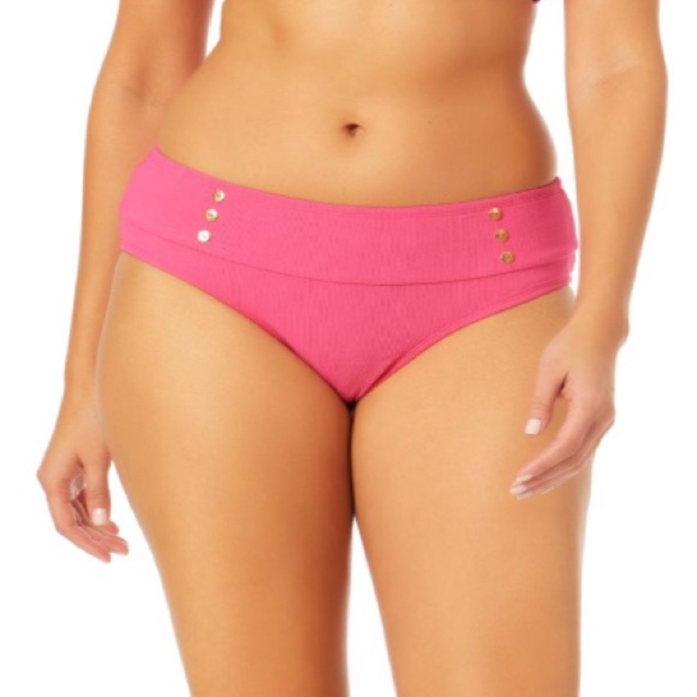 🆕 Women’s Plus Shoking Pink Mid rise Swim Bottom Size 2X